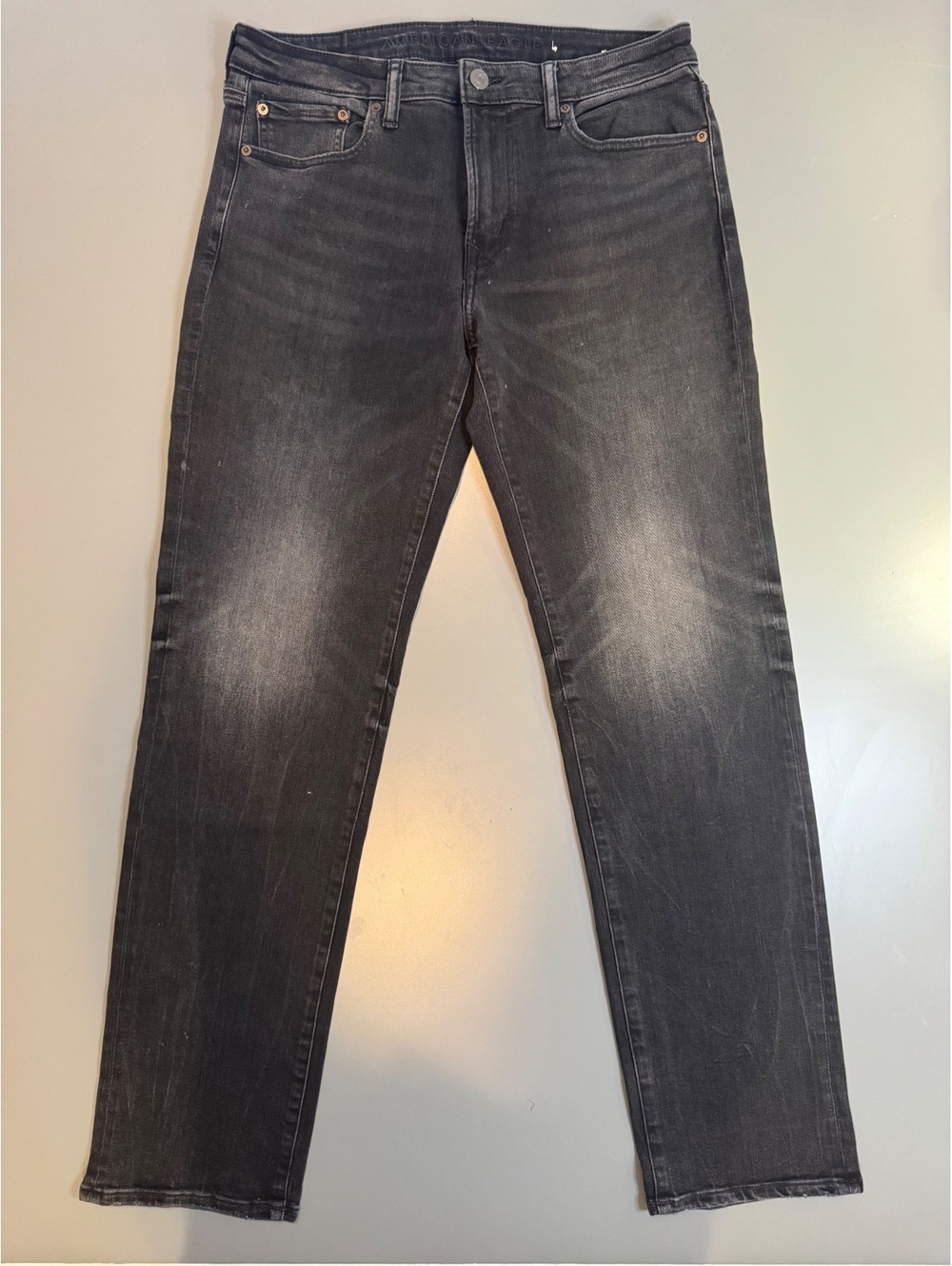 American Eagle Men's Boot Cut Jeans Size 33x34 Black Stretch Denim
